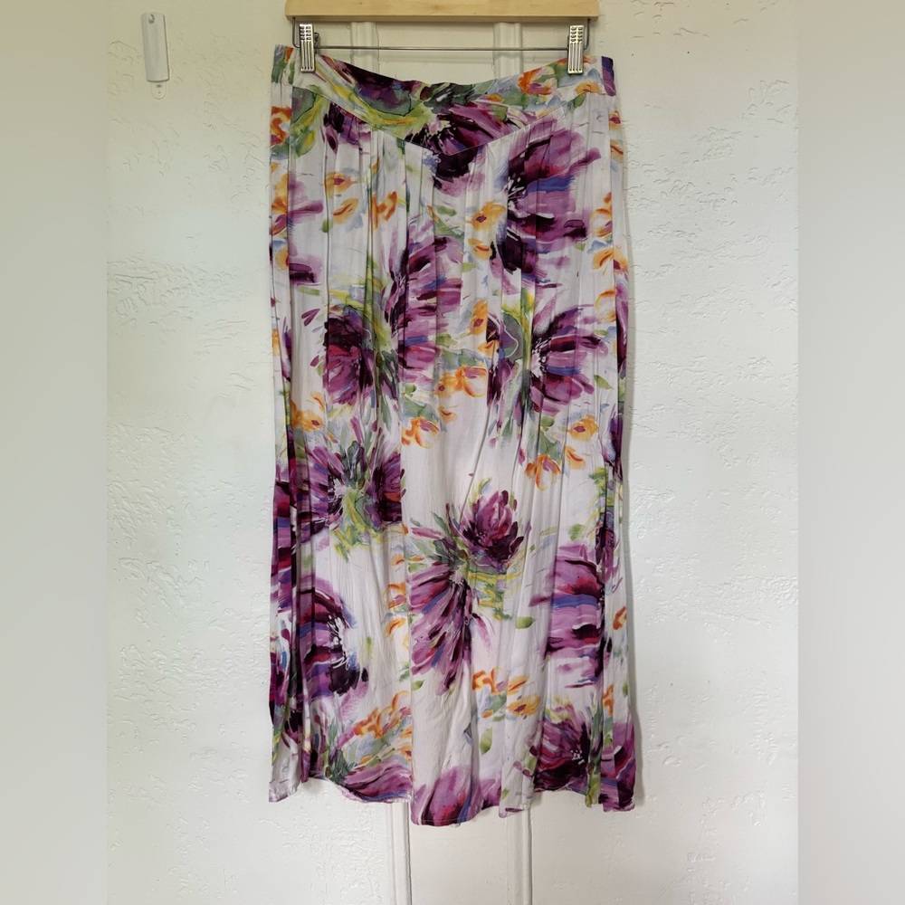 One 5 One watercolour floral rayon maxi skirt